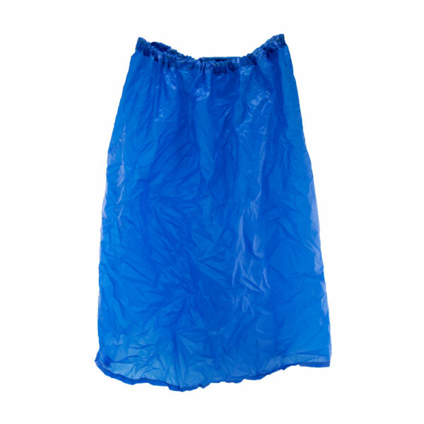 An ultralight ULA Rain Kilt open. Elastic waist fits most. Hangs below the knee to keep you dry.