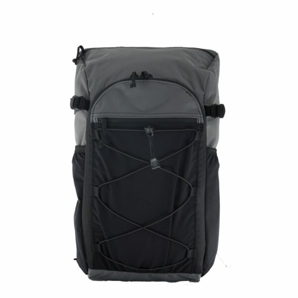 A front view of the ULA Dragonfly Travelpack in X50 Tactical Grey.