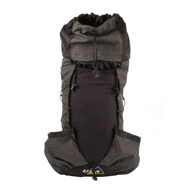 A previous version cinch top ULA Ohm Backpack. This backpack has a cinch top closure instead of the standard roll-top closure.