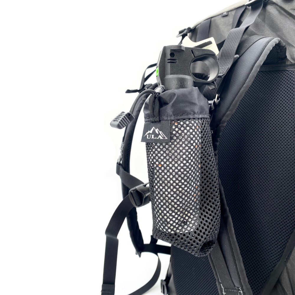 ULA Deploy bear spray holder on pack