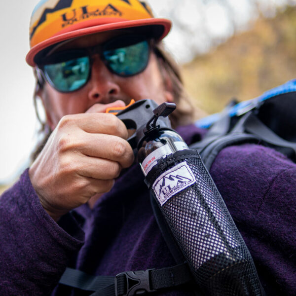 The ULA Deploy Bear Spray Holder has a quick release bungee so you are always ready.
