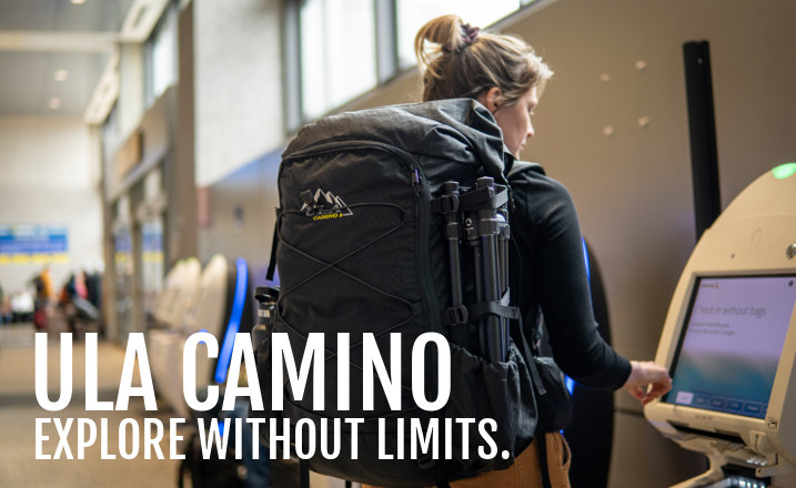 The ULA Camino Backpack is made for overseas adventures - from airplane, to hostel, to trail.