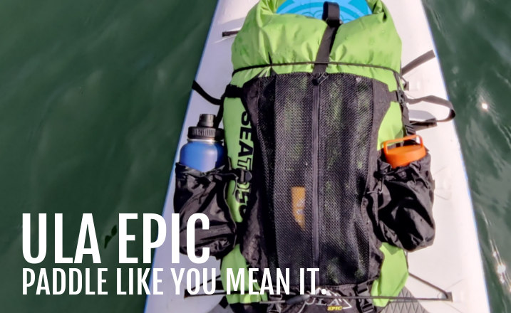 The ULA Epic waterproof backpack is made for canoe, kayaak, SUP and rafting adventures.