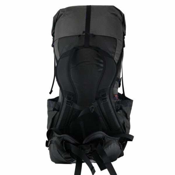 The back view of the ULA ULTRA CDT featuring the pass through hipbelt system and S-curve shoulder straps.