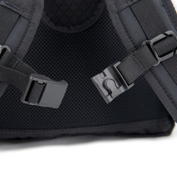 Fidlock Magnetic Sternum Strap attached to backpack, open view