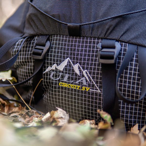 A close up view of the Circuit SV logo on a Black Robic Pack
