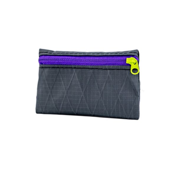 ULA trail wallet in Navy with Purple Zipper