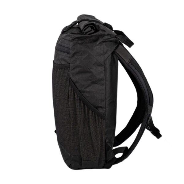 ULA Ultra Node Daypack Left Side View showing side stretch mesh side pockets.
