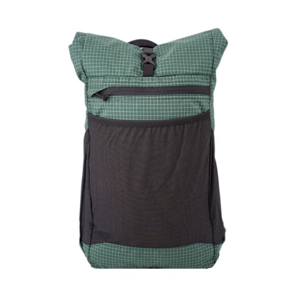 ULA Green Robic Node Daypack Front View showing external zip pocket and front mesh pocket