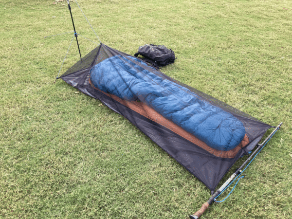 A quilt inside of a bivy