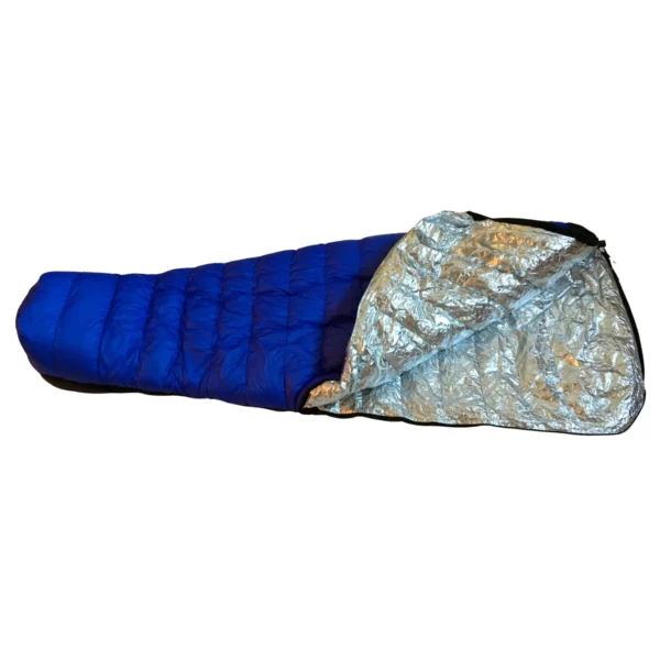A sleeping bag with aluminum dyneema