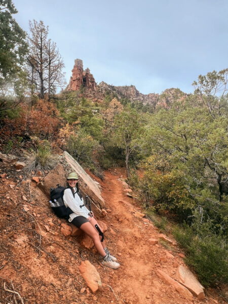 A woman outside of Pine on the Arizona Trail