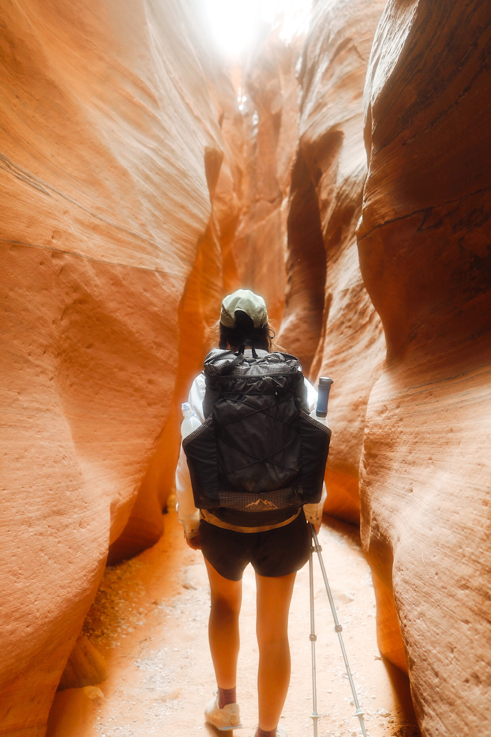 Reaching Utah A woman backpacking with a ULA Nexus pack