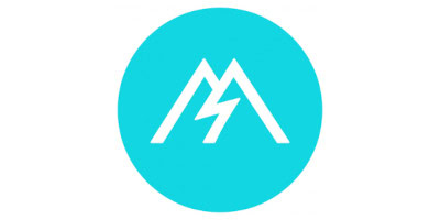 ULA Retailer Logo: Mountain Shop. Light blue circle with white mountain logo