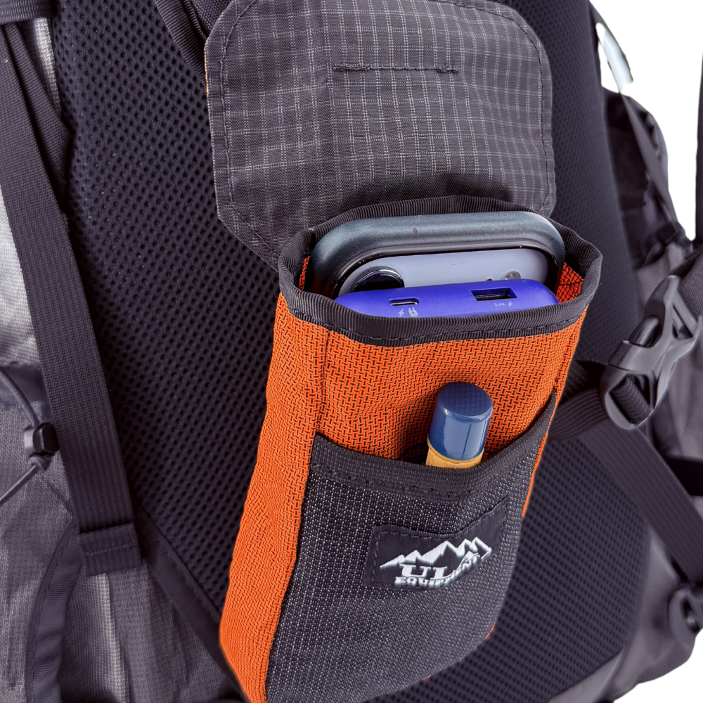Polarity Pocket on a backpack in ULTRA 200X Mandarin